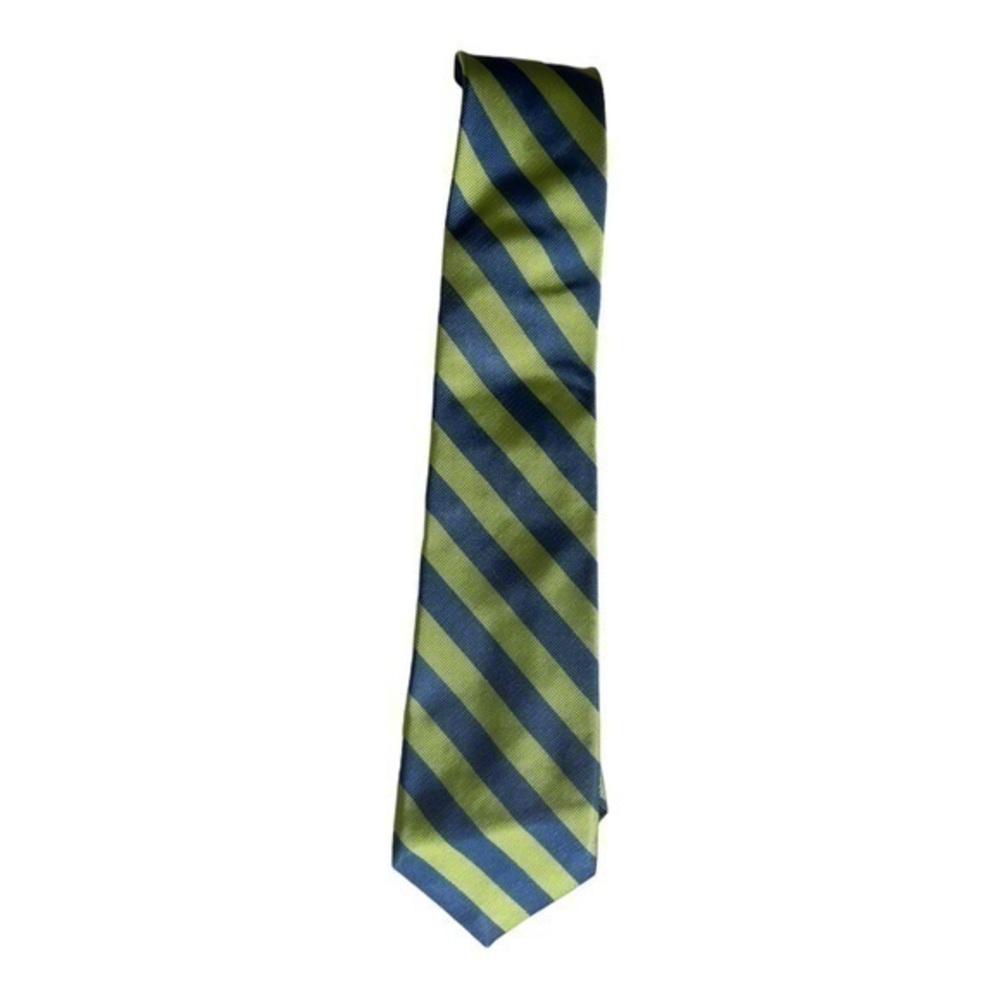 Collard Greens Key‎ Lime and Blue Striped Tie 100% Silk